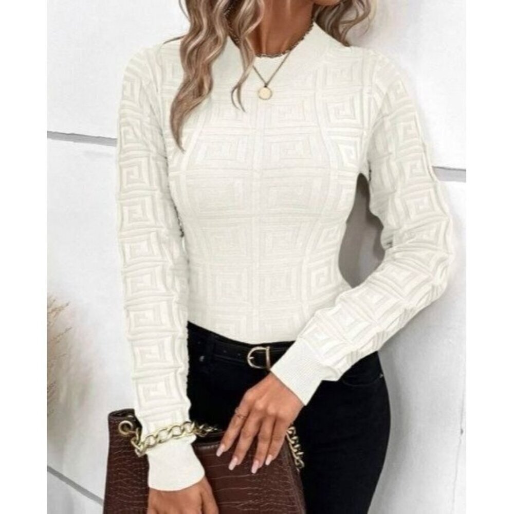 Elegant  Casual Pullovers Round Neck Sweater